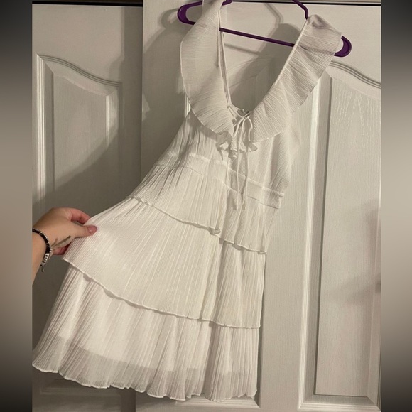 Express White Ruffled Dress - Picture 2 of 5